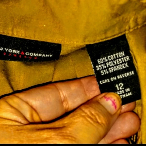 New York & Company Mini Dress Size 12 Classy Khaki Stretch Button Up - Picture 9 of 13